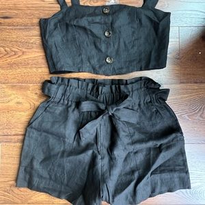 Two Piece Black Shorts Set